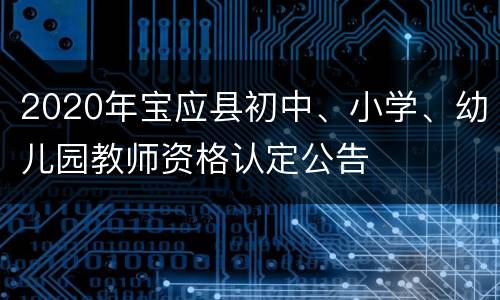 2020年宝应县初中、小学、幼儿园教师资格认定公告