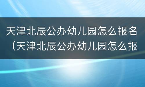 天津北辰公办幼儿园怎么报名（天津北辰公办幼儿园怎么报名的）