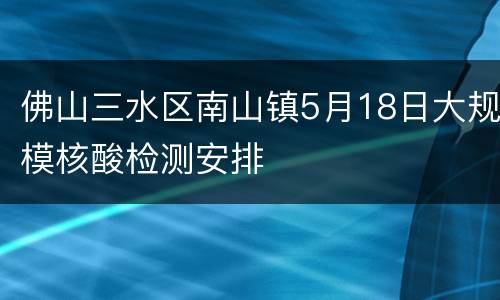 佛山三水区南山镇5月18日大规模核酸检测安排