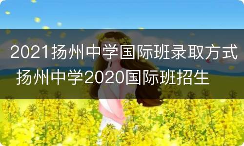 2021扬州中学国际班录取方式 扬州中学2020国际班招生