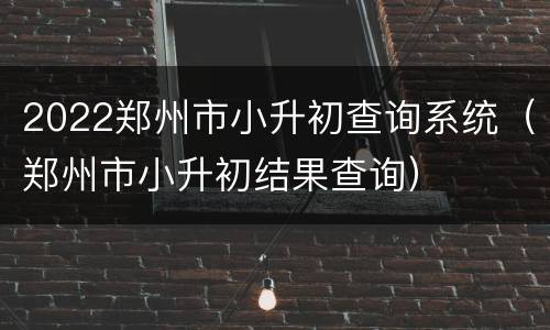 2022郑州市小升初查询系统（郑州市小升初结果查询）