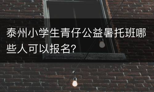 泰州小学生青仔公益暑托班哪些人可以报名？