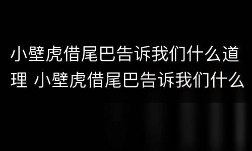 小壁虎借尾巴告诉我们什么道理 小壁虎借尾巴告诉我们什么道理简短