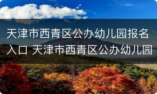 天津市西青区公办幼儿园报名入口 天津市西青区公办幼儿园报名入口在哪