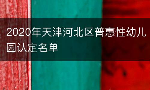 2020年天津河北区普惠性幼儿园认定名单