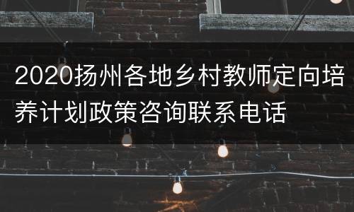 2020扬州各地乡村教师定向培养计划政策咨询联系电话