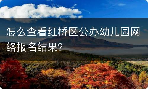 怎么查看红桥区公办幼儿园网络报名结果？