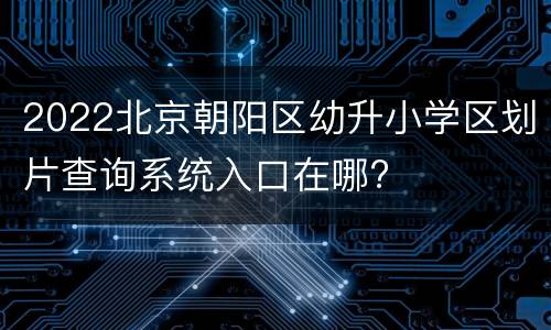 2022北京朝阳区幼升小学区划片查询系统入口在哪?