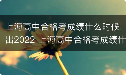 上海高中合格考成绩什么时候出2022 上海高中合格考成绩什么时候出2022公布