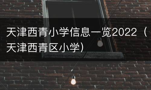 天津西青小学信息一览2022（天津西青区小学）