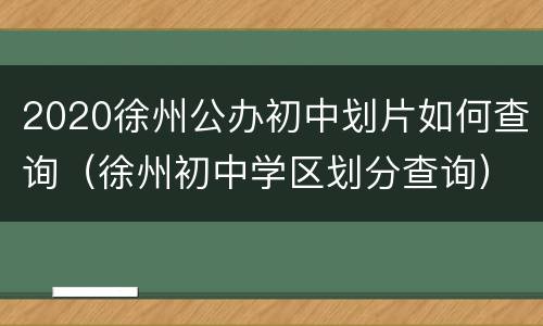 2020徐州公办初中划片如何查询（徐州初中学区划分查询）