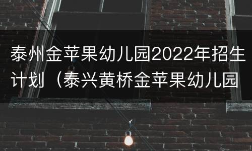 泰州金苹果幼儿园2022年招生计划（泰兴黄桥金苹果幼儿园）