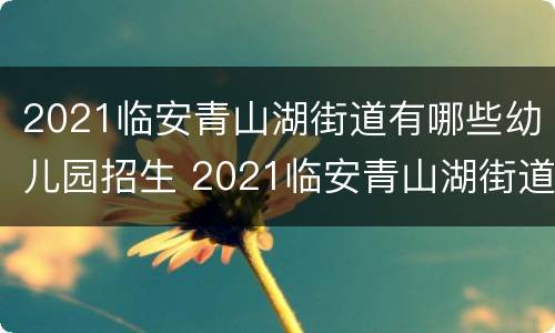 2021临安青山湖街道有哪些幼儿园招生 2021临安青山湖街道有哪些幼儿园招生信息