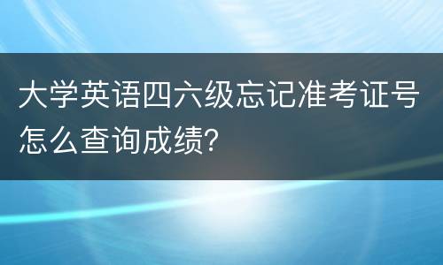 大学英语四六级忘记准考证号怎么查询成绩？