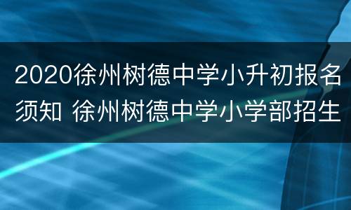 2020徐州树德中学小升初报名须知 徐州树德中学小学部招生