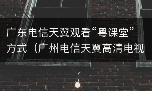 广东电信天翼观看“粤课堂”方式（广州电信天翼高清电视）