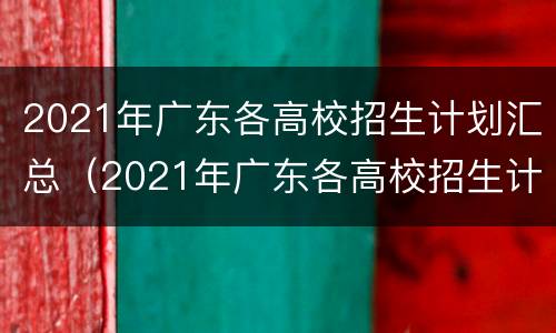 2021年广东各高校招生计划汇总（2021年广东各高校招生计划汇总表）