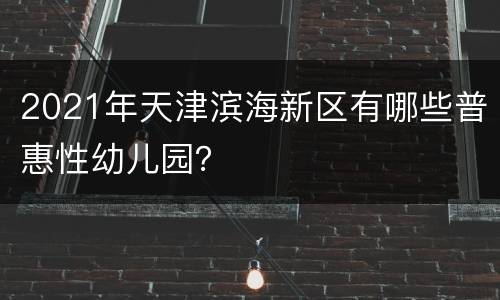 2021年天津滨海新区有哪些普惠性幼儿园？