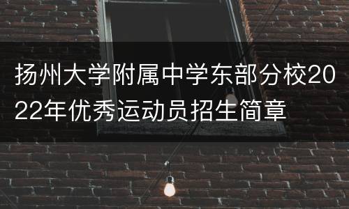 扬州大学附属中学东部分校2022年优秀运动员招生简章