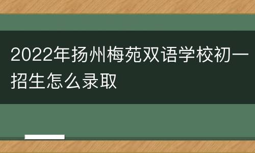 2022年扬州梅苑双语学校初一招生怎么录取