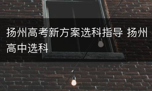 扬州高考新方案选科指导 扬州高中选科