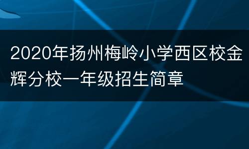 2020年扬州梅岭小学西区校金辉分校一年级招生简章