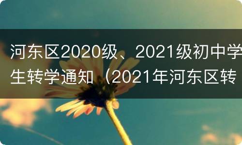 河东区2020级、2021级初中学生转学通知（2021年河东区转学籍）