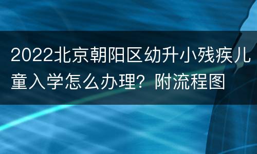 2022北京朝阳区幼升小残疾儿童入学怎么办理？附流程图