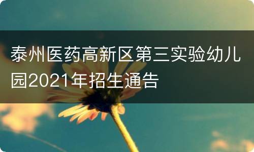 泰州医药高新区第三实验幼儿园2021年招生通告