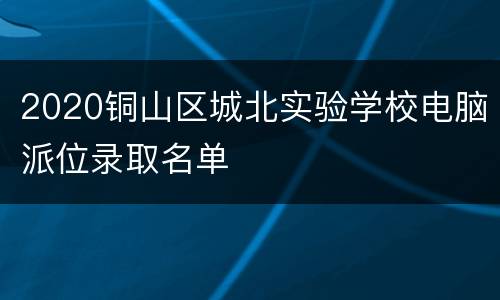 2020铜山区城北实验学校电脑派位录取名单