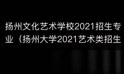 扬州文化艺术学校2021招生专业（扬州大学2021艺术类招生计划）