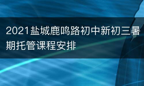 2021盐城鹿鸣路初中新初三暑期托管课程安排