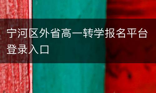 宁河区外省高一转学报名平台登录入口