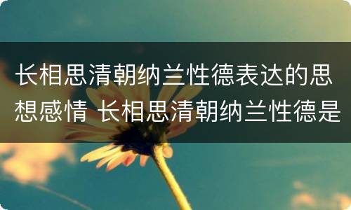 长相思清朝纳兰性德表达的思想感情 长相思清朝纳兰性德是一首描写什么的佳作