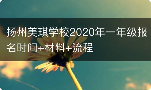 扬州美琪学校2020年一年级报名时间+材料+流程