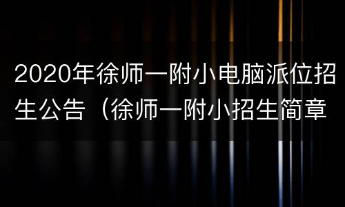 2020年徐师一附小电脑派位招生公告（徐师一附小招生简章）