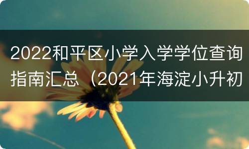 2022和平区小学入学学位查询指南汇总（2021年海淀小升初学位查询）