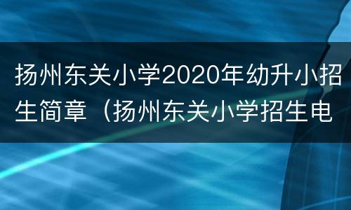 扬州东关小学2020年幼升小招生简章（扬州东关小学招生电话）