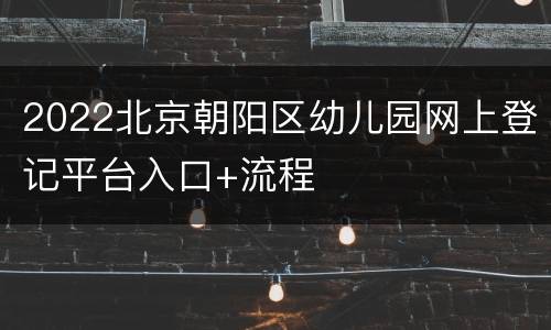 2022北京朝阳区幼儿园网上登记平台入口+流程