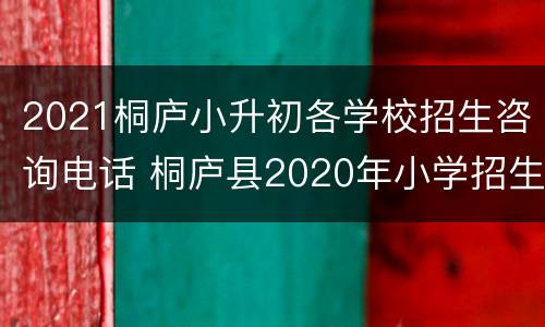 2021桐庐小升初各学校招生咨询电话 桐庐县2020年小学招生