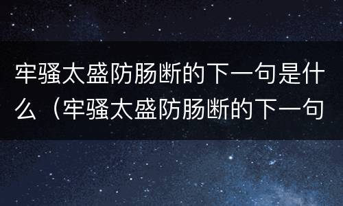 牢骚太盛防肠断的下一句是什么（牢骚太盛防肠断的下一句是谁）