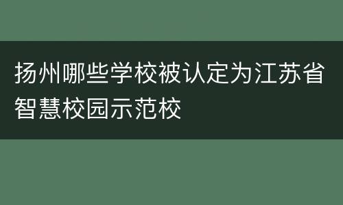 扬州哪些学校被认定为江苏省智慧校园示范校