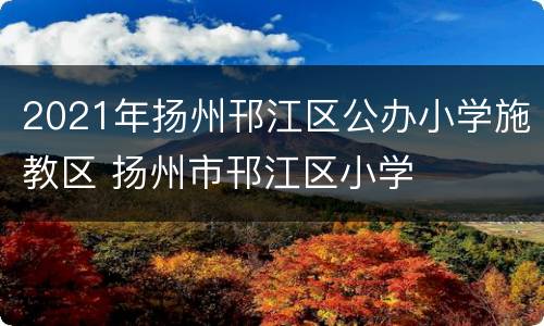 2021年扬州邗江区公办小学施教区 扬州市邗江区小学