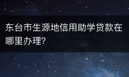 东台市生源地信用助学贷款在哪里办理？