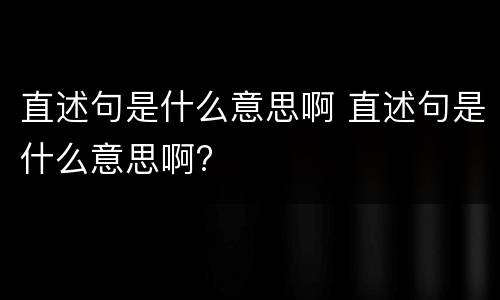 直述句是什么意思啊 直述句是什么意思啊?