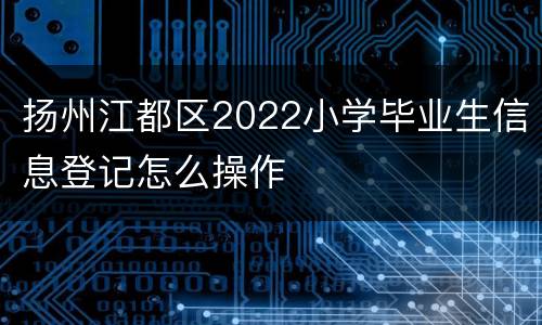 扬州江都区2022小学毕业生信息登记怎么操作