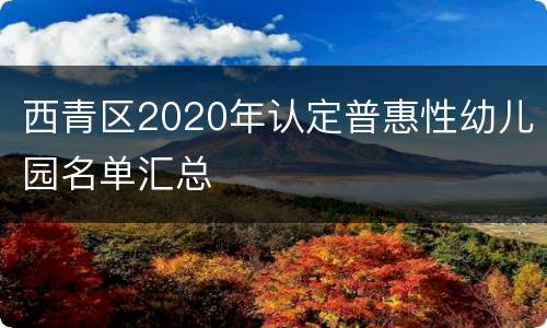 西青区2020年认定普惠性幼儿园名单汇总