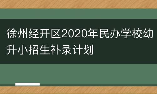 徐州经开区2020年民办学校幼升小招生补录计划