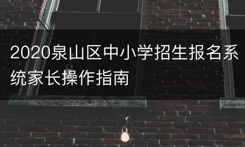 2020泉山区中小学招生报名系统家长操作指南