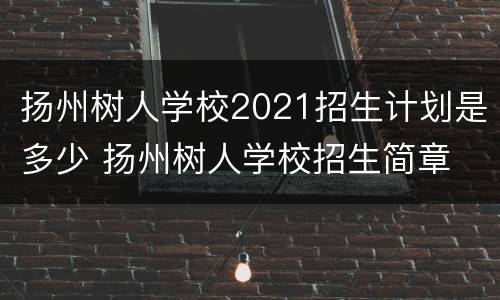 扬州树人学校2021招生计划是多少 扬州树人学校招生简章